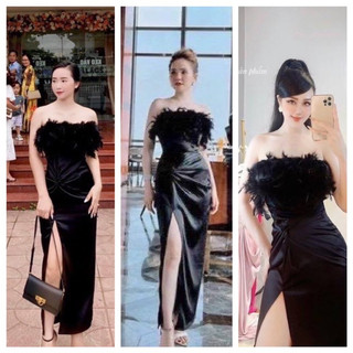 [DTB] Đầm cúp ngực đính lông vũ