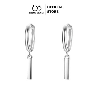 Khuyên tai bạc Unisex S925 CHLOE SILVER dáng tròn, thiết kế hình Thanh Bạc nhỏ cực cá tính và năng động - BT03