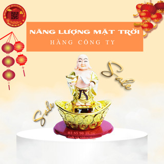 Tượng phật di lặc đứng trên thỏi vàng năng lượng mặt trời, đồ trang trí xe đẹp, đồ thờ cúng phong thủy - TỎI CÁT TƯỜNG
