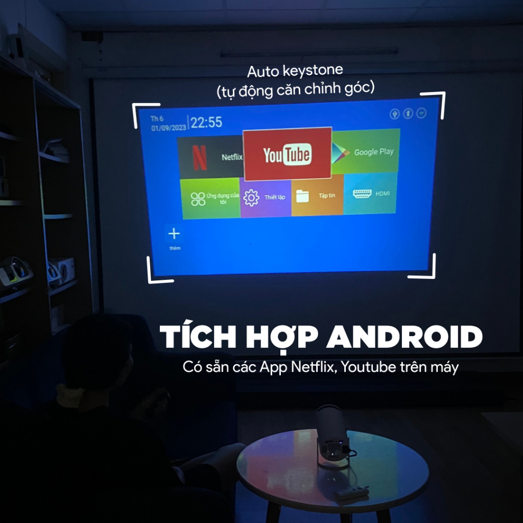 Máy chiếu mini AUN HY300 - Xoay 180 độ - Độ phân giải thực chuẩn HD - Độ sáng 150 Ansi