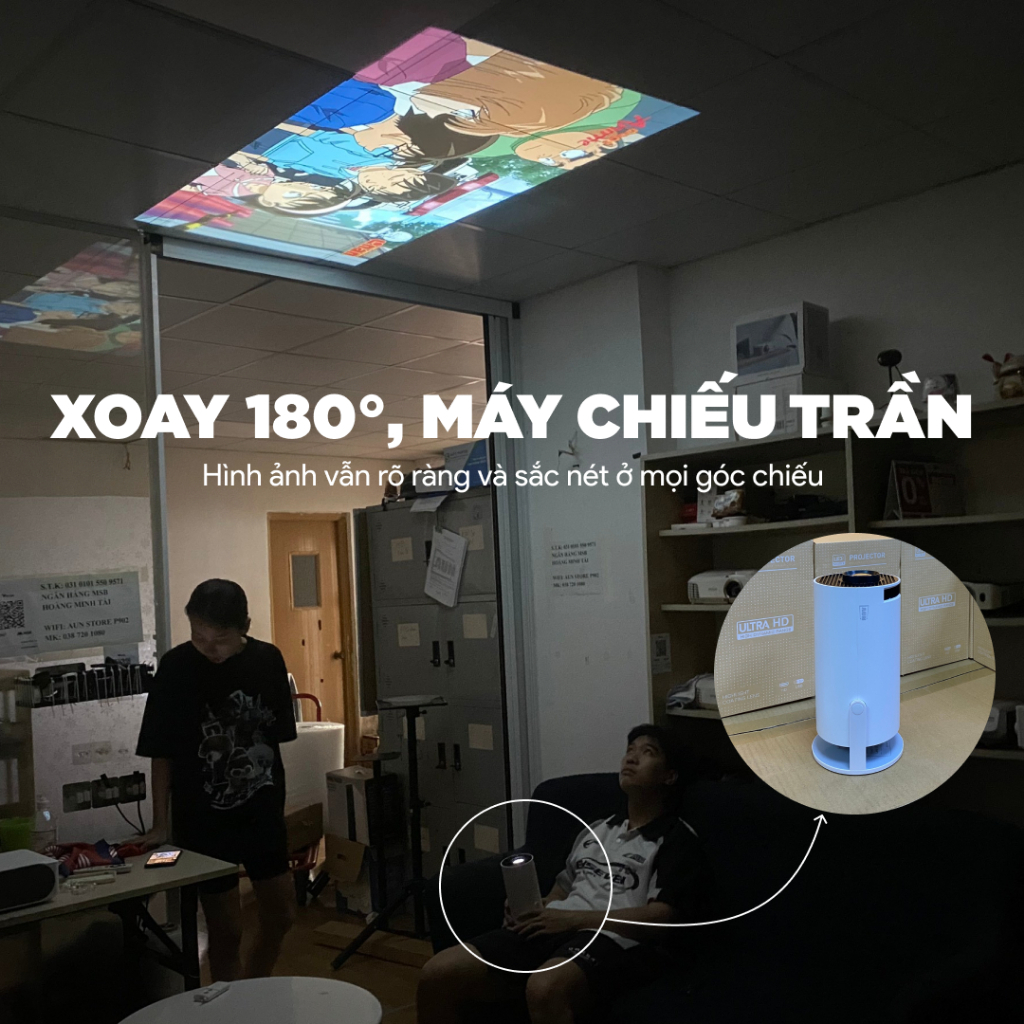 Máy chiếu mini AUN HY300 - Xoay 180 độ - Độ phân giải thực chuẩn HD - Độ sáng 150 Ansi
