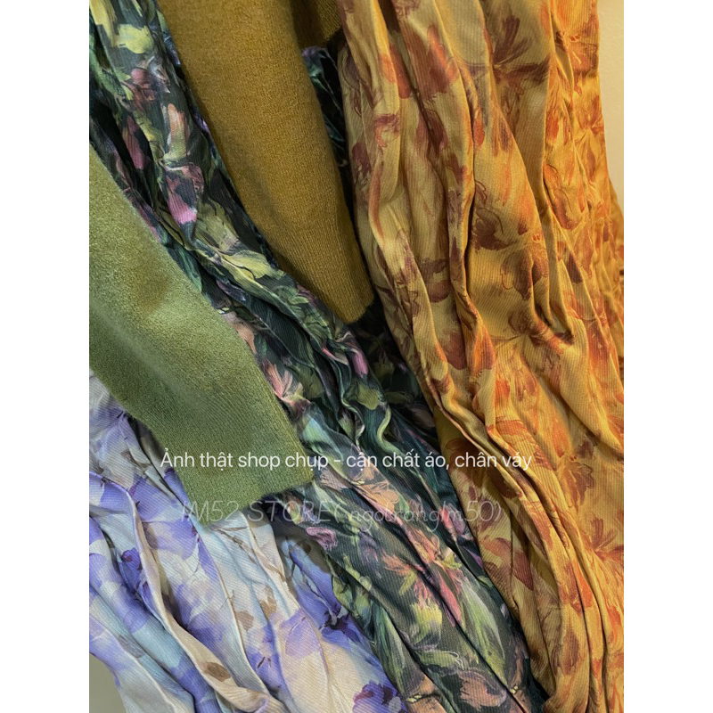 Set áo len cardigan chân váy hoa dài có lớp lót phong cách retro QCL1 video/ảnh thật shop tự chụp