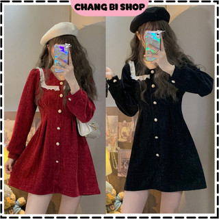 Váy dự tiệc - Váy nhung phối ren cực xinh cho các nàng đón Noel và Tết năm nay Chang Bi Shop