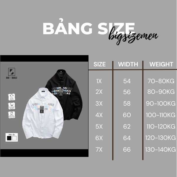 BIGSIZE - Áo sơ mi BB - Boiz thời trang nam tay dài bigsize màu xanh đen 70kg - 130kg