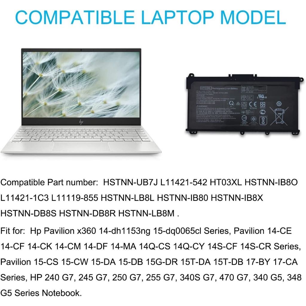 Pin laptop HP Pavilion 14-CE 14-CF 14-CM 14-CK 15 CS 15 CW 15 DA 15 DB 15G DR HT03XL ZIN L11119-855