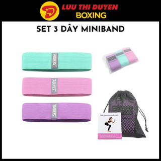 Lừu Thị Duyên Boxing - Set 3 Dây Miniband - Tập Mông, Tập Gym Cho Nữ - 3 Mức Tập 60LBS-30kg, 90LBS-40kg, 150LBS-70kg