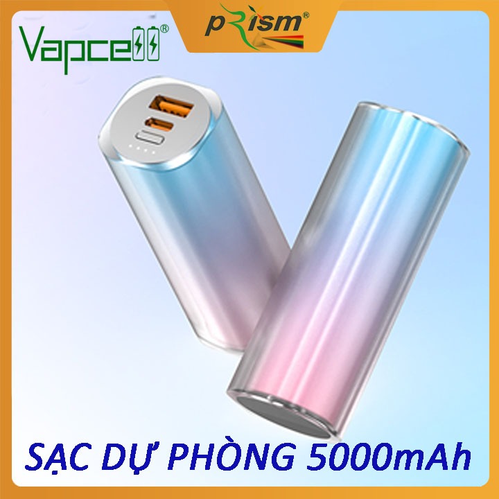 Sạc Dự Phòng Pin Vapcell Đa Năng Y212 5.000mAh - Sạc Nhanh PD 22.5W, cổng sạc USB và Type-C - Prism official