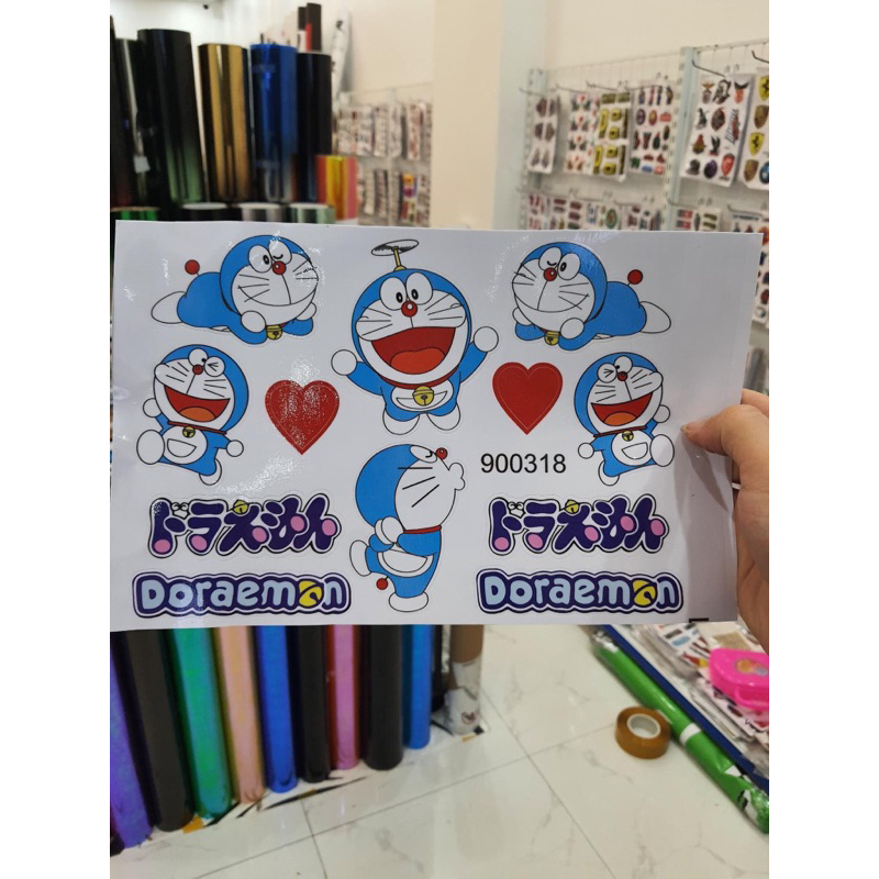 LOGO DORAEMON - TEM TUỔI THƠ 2 MÀU XANH HỒNG - KHÔNG PHAI MÀU KHÔNG THẤM NƯỚC