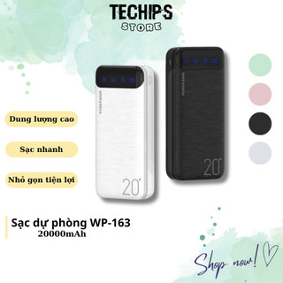 Pin sạc dự phòng 20000mah, 2 output usb & 2 input micro type-c, hỗ trợ sạc nhanh techhigh