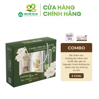 Combo chăm sóc Da & Tóc (1 Sữa tắm Ngọc Thảo chuyên sâu 300ml, 1 Dầu gội Nguyên Xuân dưỡng tóc 250ml, 1 Dầu xả 150ml)