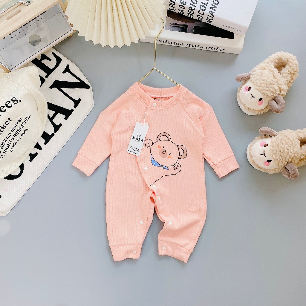 Body sơ sinh dài tay vải tăm lông Maza size 3-9kg