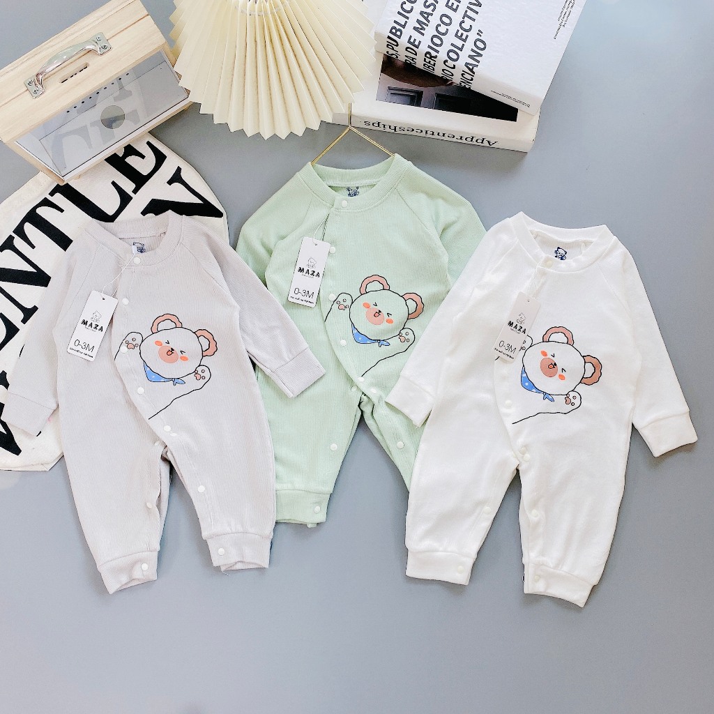 Body sơ sinh dài tay vải tăm lông Maza size 3-9kg