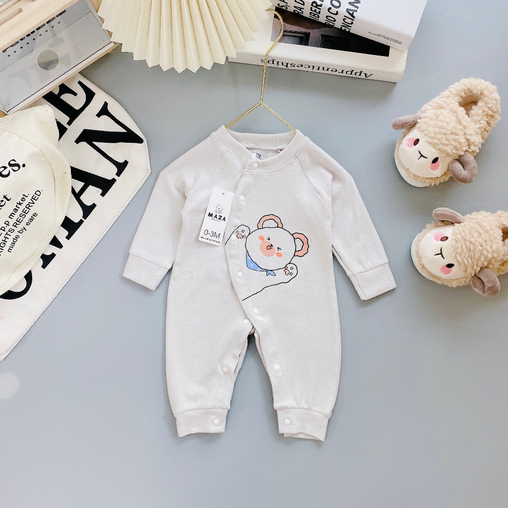 Body sơ sinh dài tay vải tăm lông Maza size 3-9kg