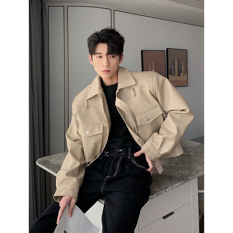 Áo Khoác Da Nam Dáng Ngắn Thời Trang Phong Cách Hàn Quốc