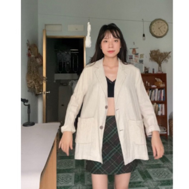 Set blazer chân váy linen