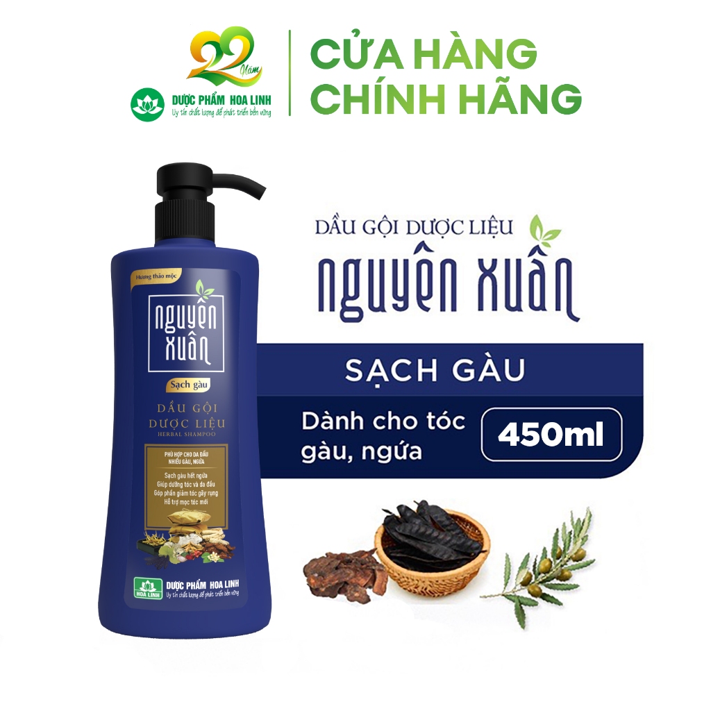 {MỚI} Dầu gội Dược liệu Nguyên Xuân Sạch Gàu 450ml - Tặng thêm 50ml giá không đổi