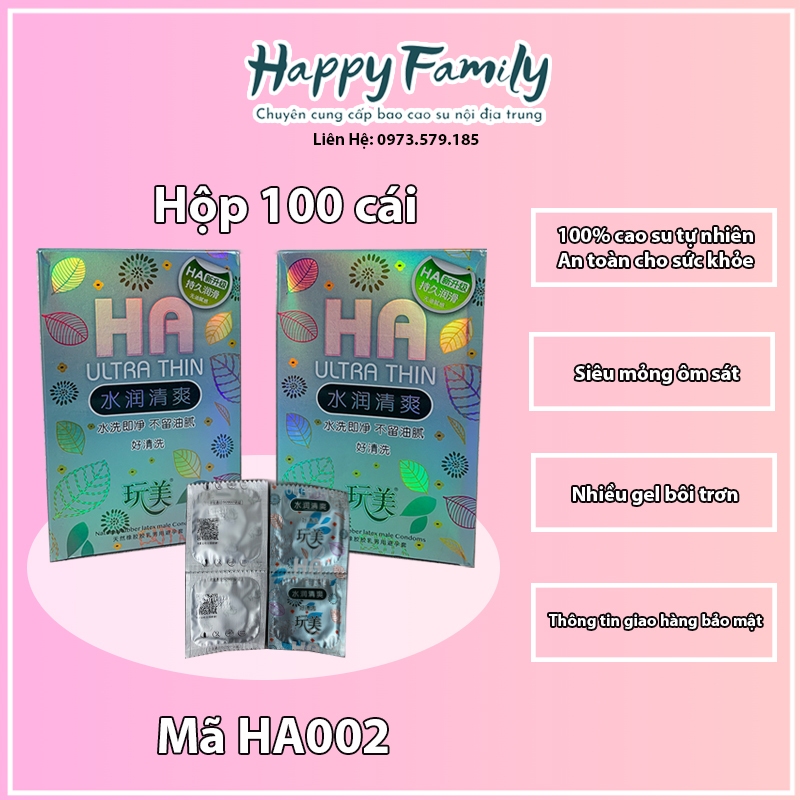 100 chiếc bao cao su nội địa trung cao cấp HA Ultra Thin