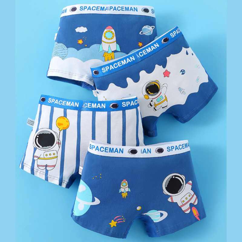 Set 4 quần chip đùi cho bé trai 7-42kg, chất cotton co giãn thoải mái in hình ngộ nghĩnh, hàng Quảng Châu cao cấp