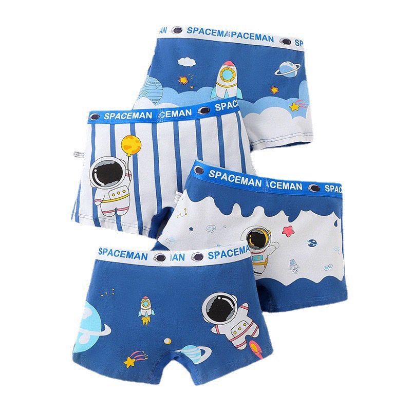 Set 4 quần chip đùi cho bé trai 7-42kg, chất cotton co giãn thoải mái in hình ngộ nghĩnh, hàng Quảng Châu cao cấp
