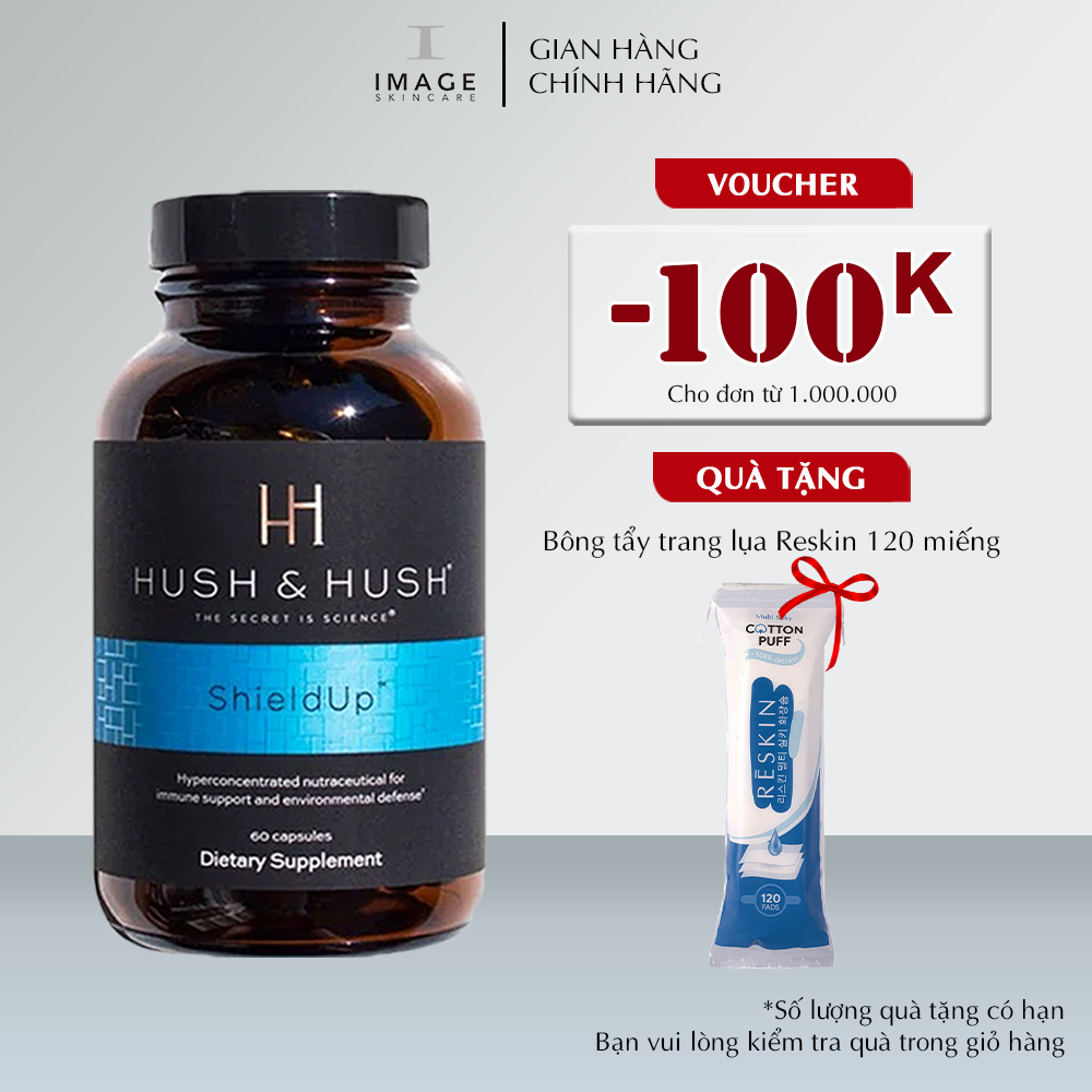 Viên Uống Chống Nắng UV Ngăn Ngừa Lão Hóa Và Sạm Nám Da IMAGE Skincare HUSH & HUSH ShieldUp - Hũ 60 Viên