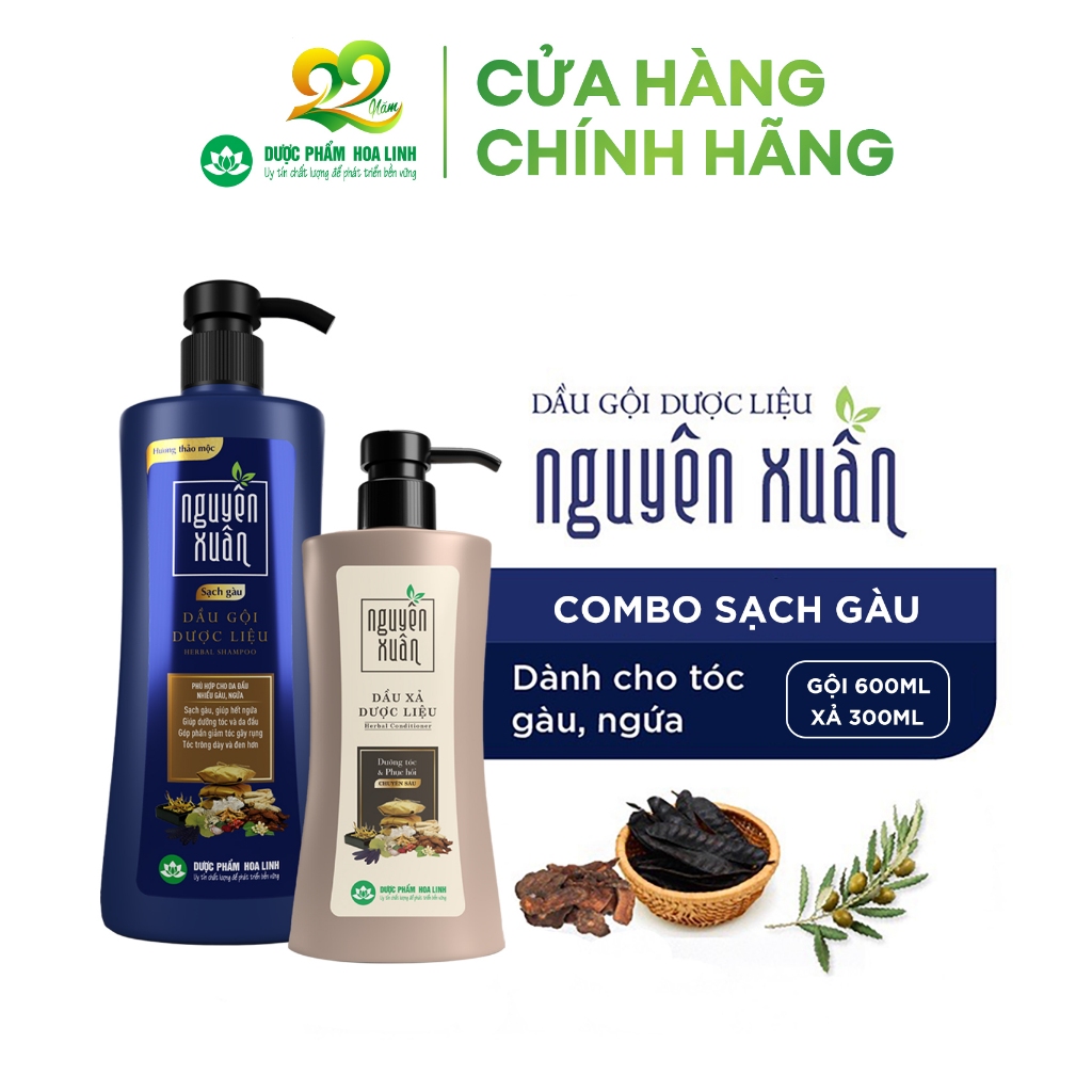 Bộ Dầu gội 600ml và Dầu xả 300ml Nguyên Xuân sạch gàu - Dành cho tóc gàu, ngứa