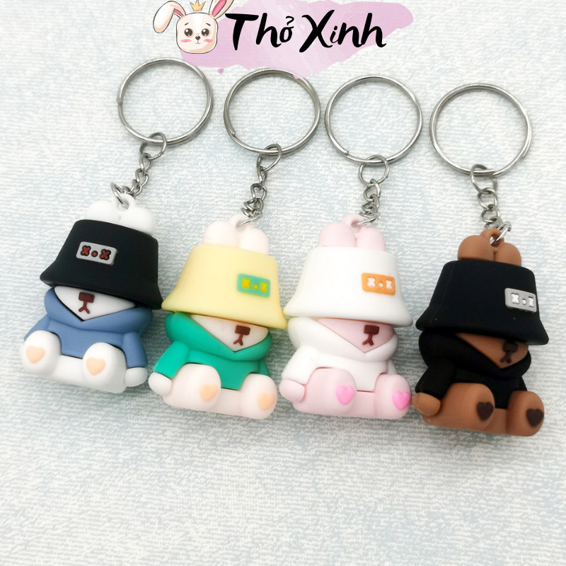 Móc khóa thú bông ếch, khủng long, cừu, toroto, chó đội nón, phi hành gia dễ thương ngộ nghĩnh treo balo túi xách PKTX02