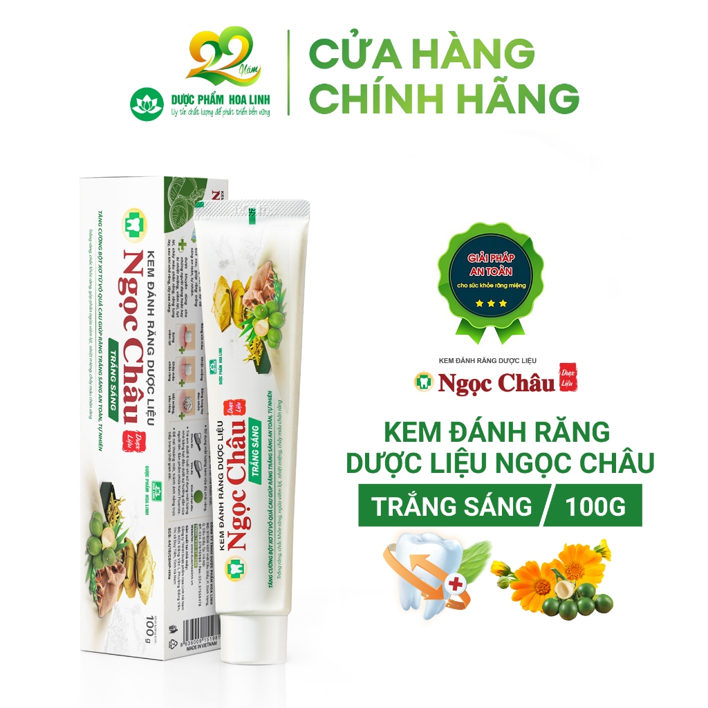 Kem Đánh Răng Dược Liệu Ngọc Châu Trắng Sáng 170g