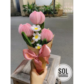 Bó hoa quà tặng handmade bằng kẽm nhung siêu cute