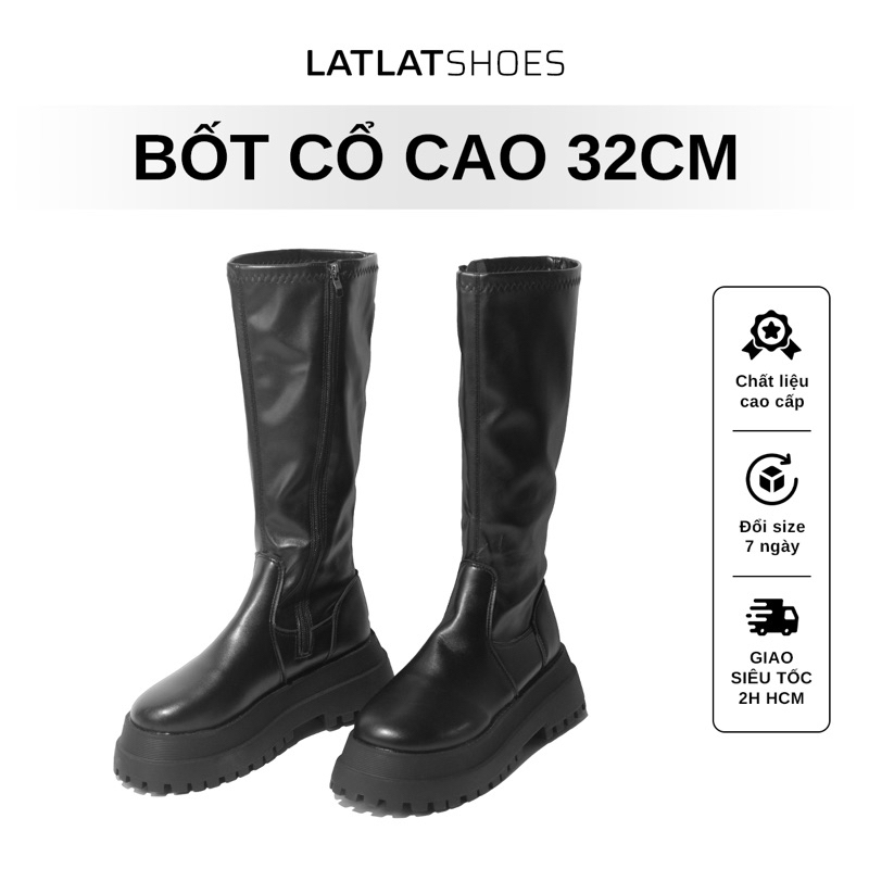 Bốt cổ cao đế cao 5cm phiên bản cổ thấp 20cm, cổ cao 32cm chất da mềm dành cho nữ
