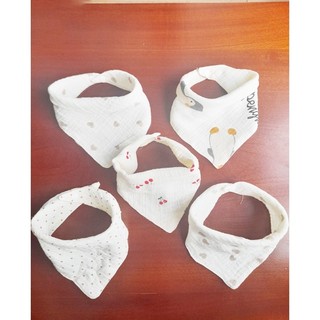 SET 5 Khăn Yếm Tam Giác 6 Lớp Muslin Mềm Mại - Khăn Yếm Xô Họa Tiết Xinh Xắn Cho Bé