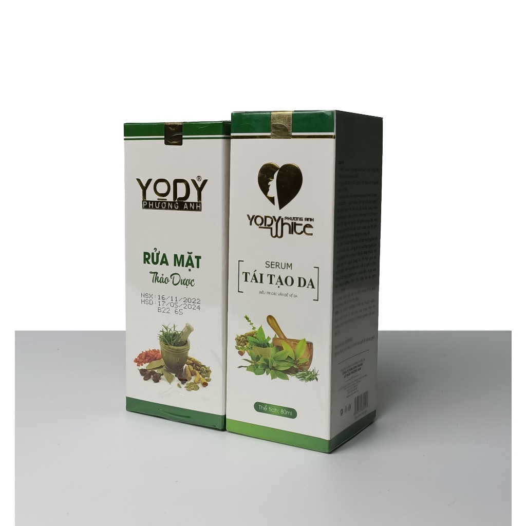 Combo Serum Tái Tạo và Bột Rửa Mặt Thảo Dược Phương Anh Yody White