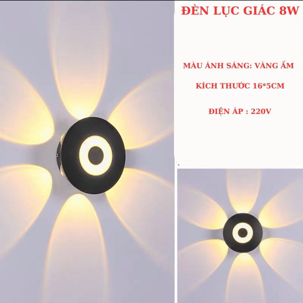 Đèn hắt tường 2 đầu trang trí gắn treo tường cầu thang ban công 2 4 6 8 10 tia  220v kháng nước