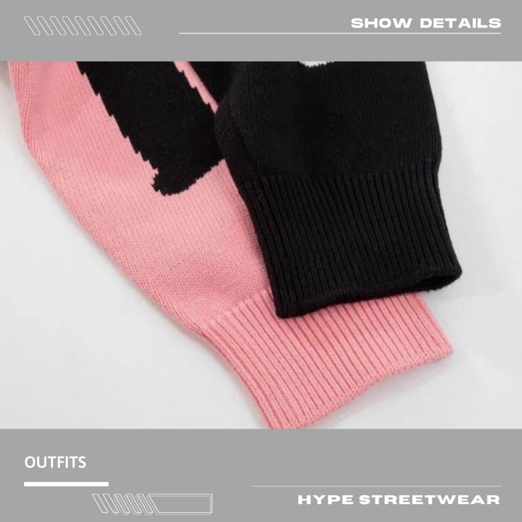 Áo Sweater Stussy Stock Logo Đen/Hồng vải len bản cao cấp | HYPE STREETWEAR .