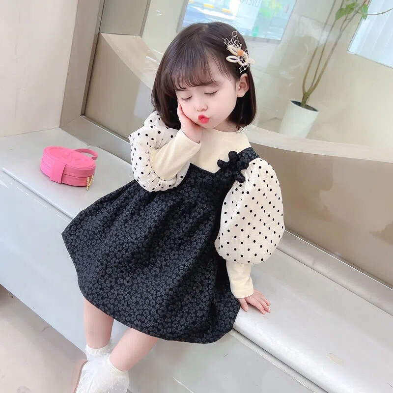 Đầm váy giả yếm gấm hàng QCCC cho bé