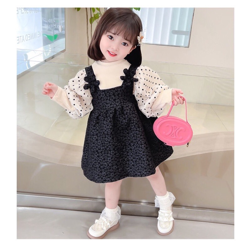 Đầm váy giả yếm gấm hàng QCCC cho bé