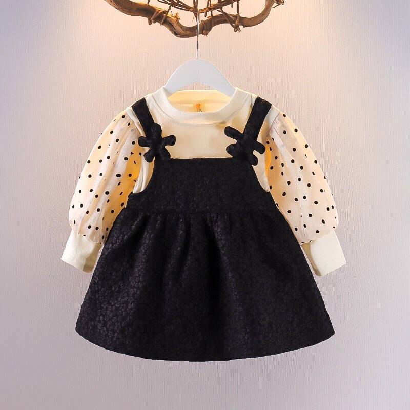 Đầm váy giả yếm gấm hàng QCCC cho bé