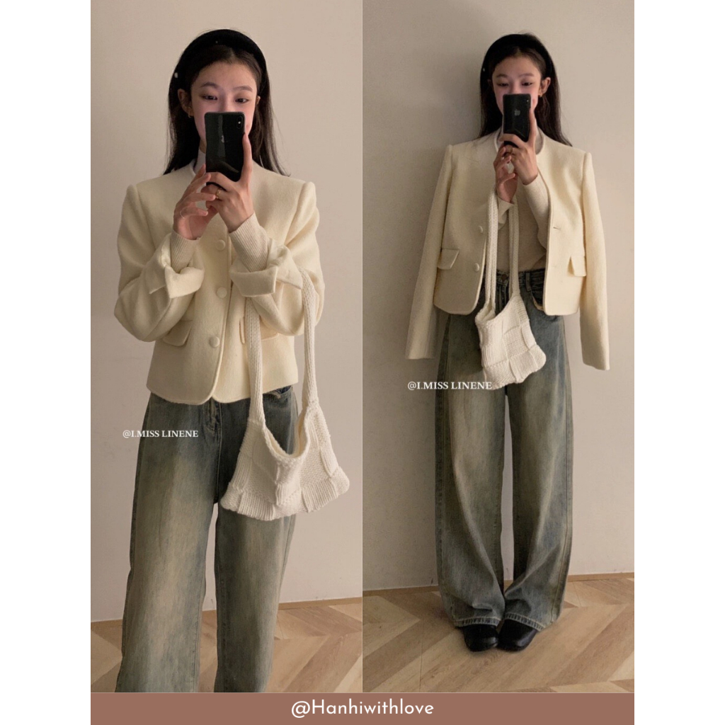 @hanhiwithlove -ÁO KHOÁC DẠ ÉP LEN IMISSLINEN CÓ 2 TÚI NẮP CÚC BỌC MÃ 70153#