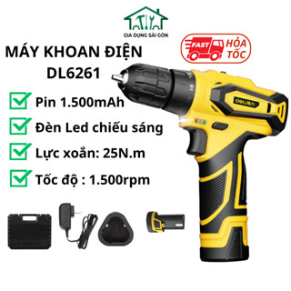 Máy Khoan Bắt Vặn Vít Không Dây Deli Chính Hãng Pin 1.500mAh- Tiện Dụng Sửa Chữa Vật Dụng - DL6261