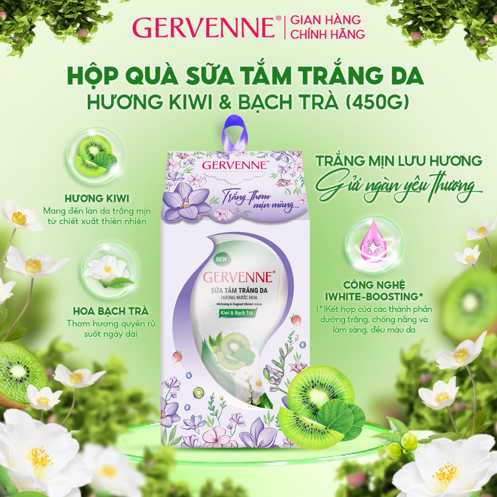 [HỘP QUÀ MỪNG 20/11] Hộp quà sữa tắm trắng da hương nước hoa Gervenne 450g