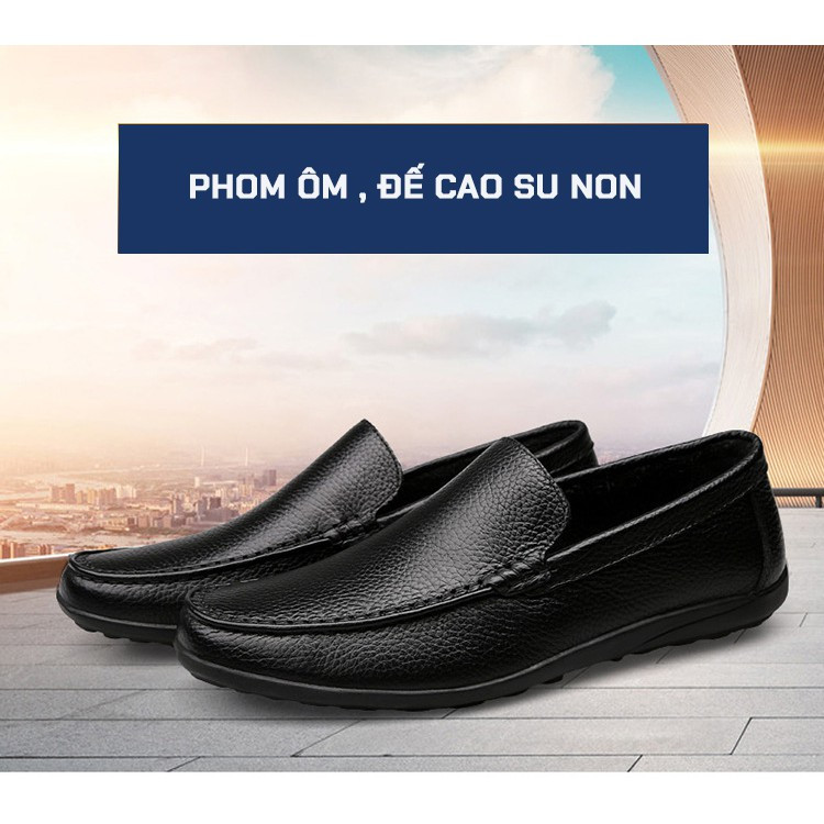 Giày Moca nam da mềm , đế đúc cao su khâu đế chắc chắn