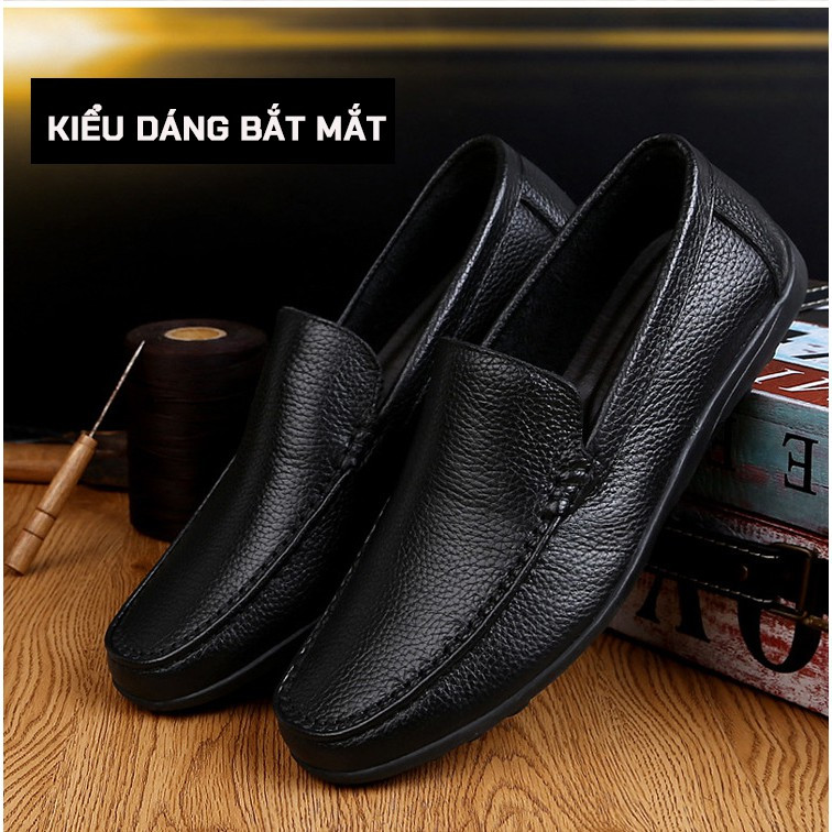 Giày Moca nam da mềm , đế đúc cao su khâu đế chắc chắn