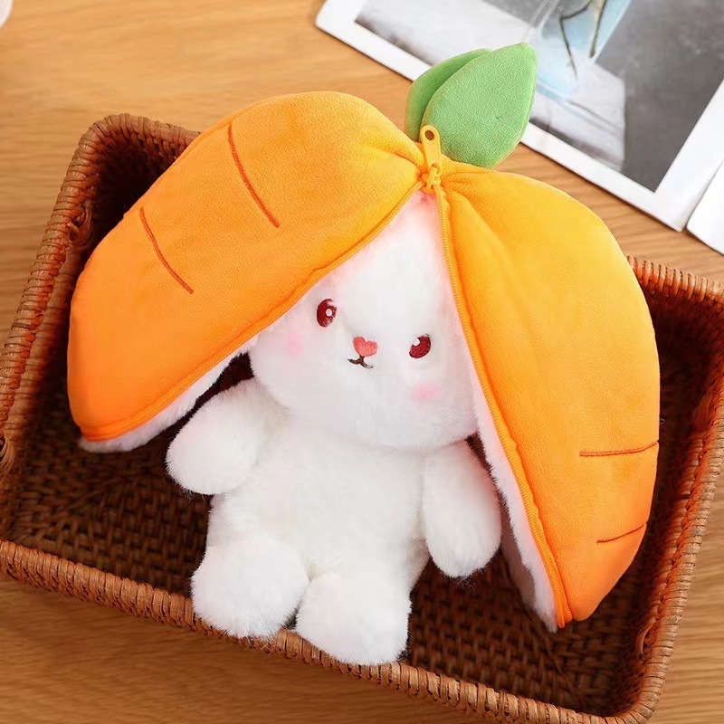 Gấu Bông Nhỏ Hình Thỏ Lốt Dâu 2 Trong 1 Size 23cm, Vải Mềm Mịn, Nhập Khẩu, Quà Tặng Dễ Thương MEILI STORE