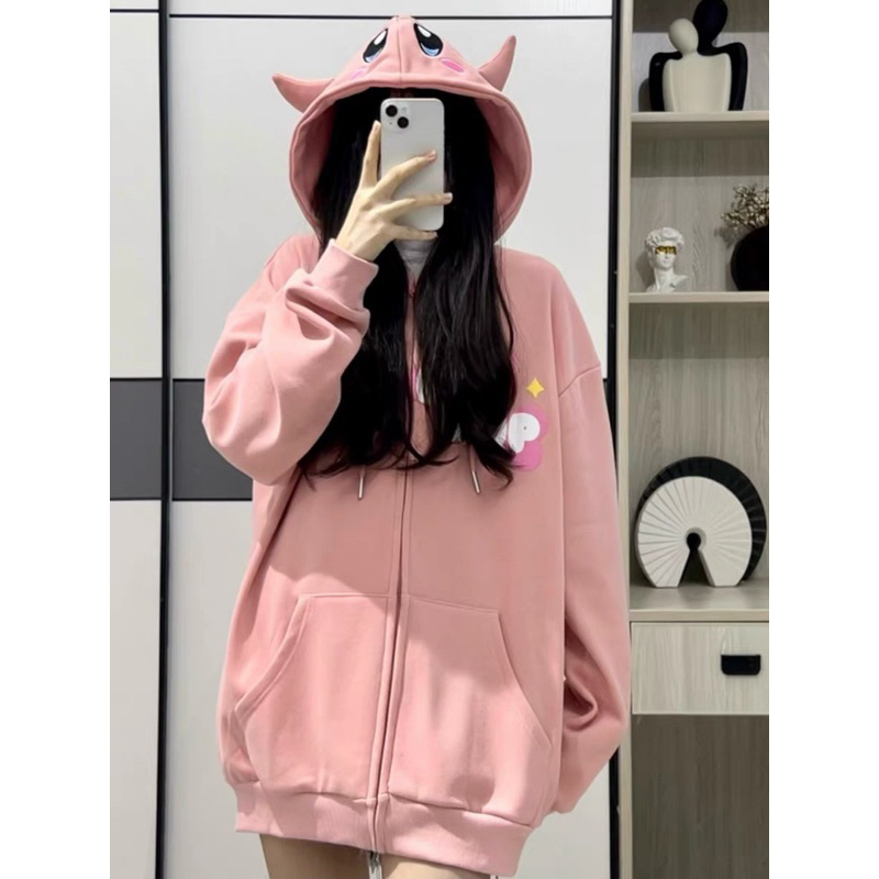ÁO KHOÁC NỈ in chữ WHOOWAP mũ tai nhồi bông form rộng Dành cho NAM VÀ NỮ - giá rẻ tại hanhanstore21