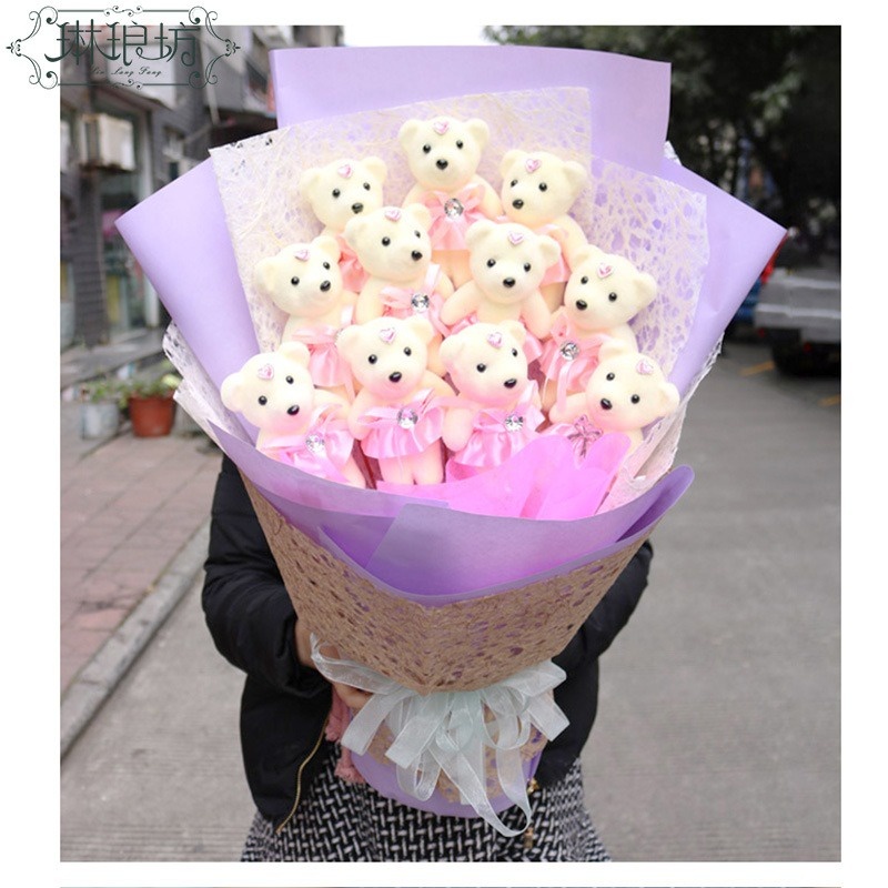 SỈ Set 10 Gấu Bông Hoạt Hình Dễ Thương Trang Trí Bó Hoa / Lễ Tình Nhân làm qua tặng sang chảnh _LM115