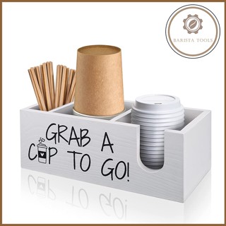 Kệ gỗ đựng cốc , ống hút take away | Dụng cụ barista