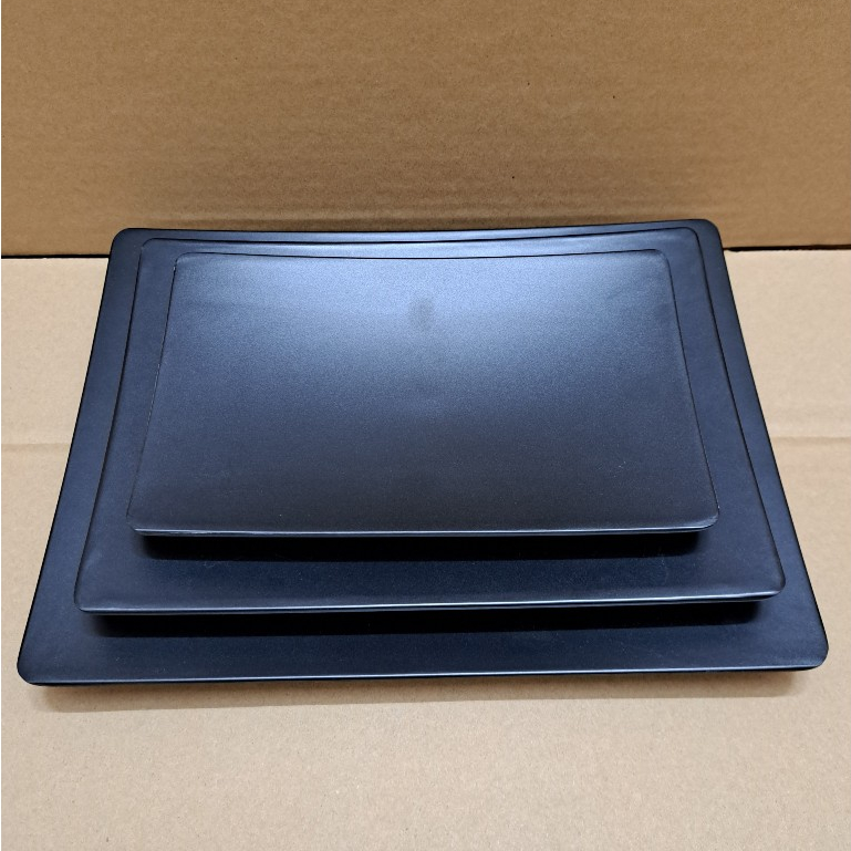 Dĩa chữ nhật cao cấp kiểu Nhật nhựa Melamine nhám đen