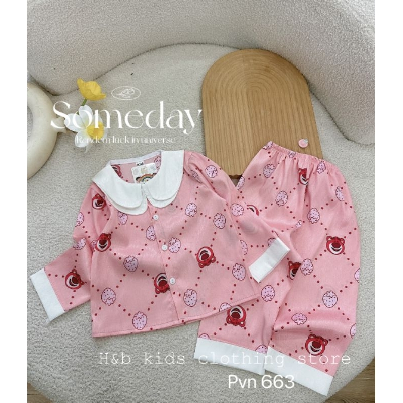 Bộ Đồ Ngủ Pizama lụa Xước Cho Bé Gái 8-26kg