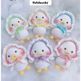(Hàng sẵn) Móc khoá len vịt tiểu thư, vịt đội mũ cute, Móc khóa dễ thương, quà tặng handmade cho người yêu