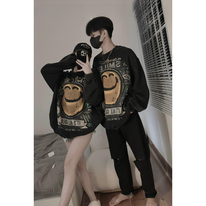 Áo Swt Simple cổ tròn dáng dài, Áo nỉ dài tay Unisex Nam Nữ chất nỉ mềm mịn hình in sắc nét