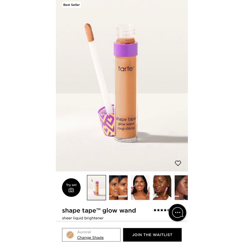 Tạo khối Tarte Shape Tape™ Glow Wand Sheer Liquid Brightener  màu Auroral $30